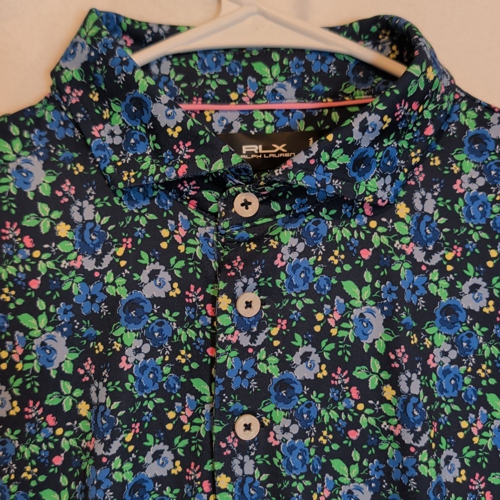 RLX Ralph Lauren Polo Golf Men's M Classic Performance Shirt Floral Navy NWT